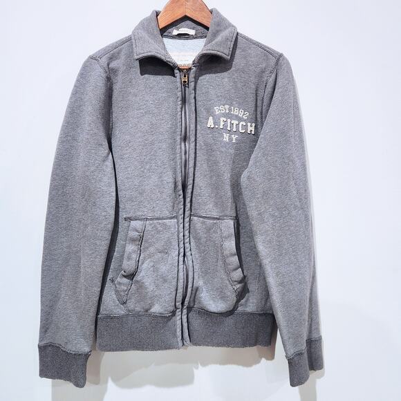 Abercrombie And Fitch Mens Gray Zip Up Muscle Jacket Sweatshirt Size Large - Picture 1 of 11